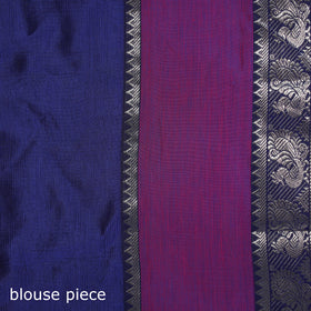 Blue - Pure Handwoven Mangalagiri Silk Cotton Pattu Saree with Zari Border 23