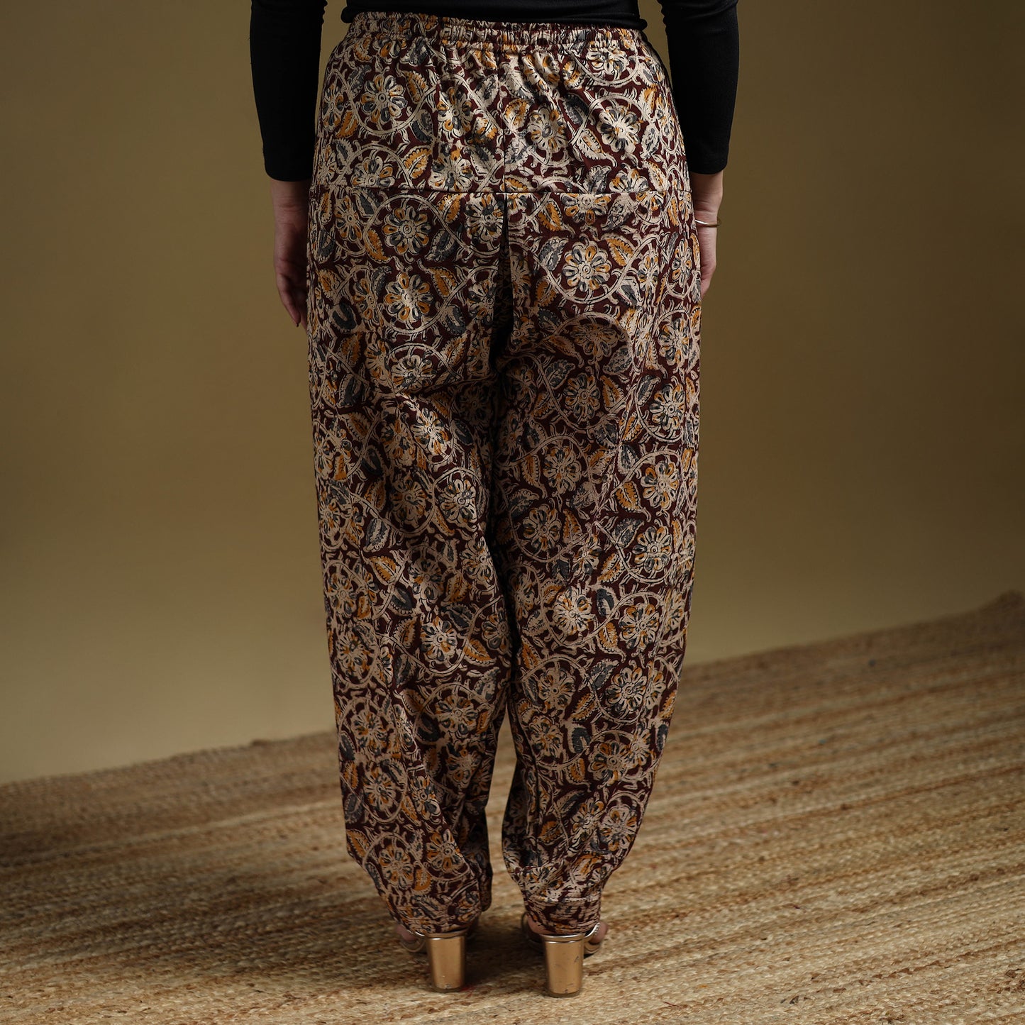 Maroon - Pedana Kalamkari Hand Block Print Natural Dyed Cotton Salwar 16