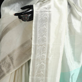 White - Pure Handwoven Mangalagiri Silk Cotton Pattu Saree with Zari Border 24