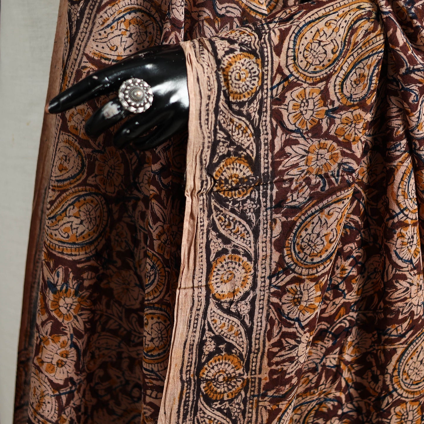 Kalamkari Hand Block Print Natural Dyed Cotton Dupatta 80