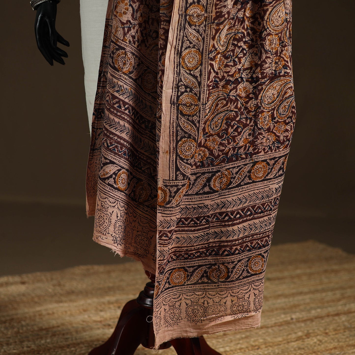 Kalamkari Hand Block Print Natural Dyed Cotton Dupatta 80