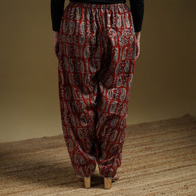 Red - Pedana Kalamkari Hand Block Print Natural Dyed Cotton Salwar 15