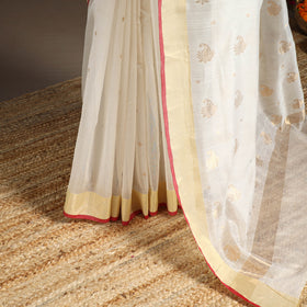 White - handloom zari work chanderi silk saree 23