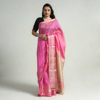 Original Mangalagiri Silk Cotton Zari Stripe Handloom Saree with Zari Border