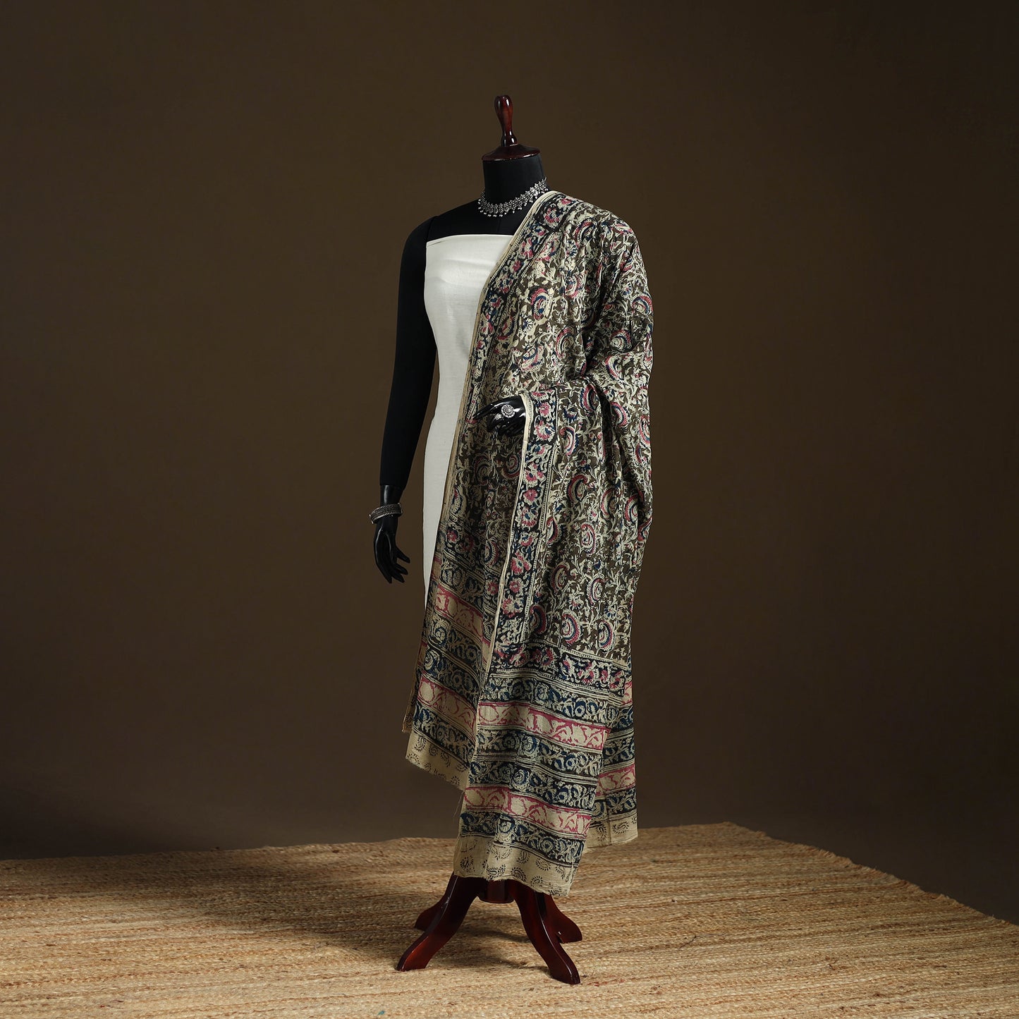 Kalamkari Hand Block Print Natural Dyed Cotton Dupatta 81