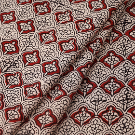 Red Bagh Hand Block Print Natural Dyed Cotton Fabric