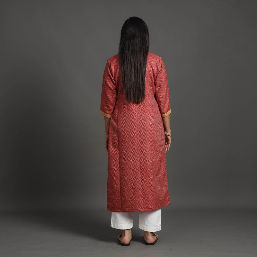 Jasleen Maroon Merino Woolen Kurta