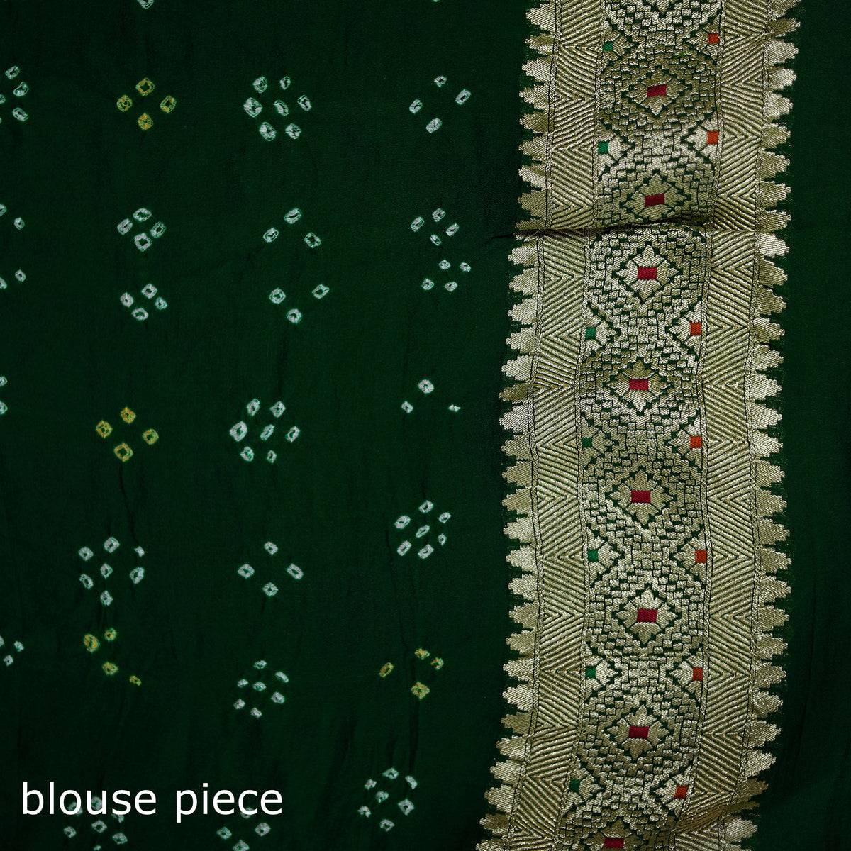 Kutch Bandhani Fine Georgette Banarasi Neem Zari Jaal Saree 12
