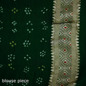 Kutch Bandhani Fine Georgette Banarasi Neem Zari Jaal Saree 12