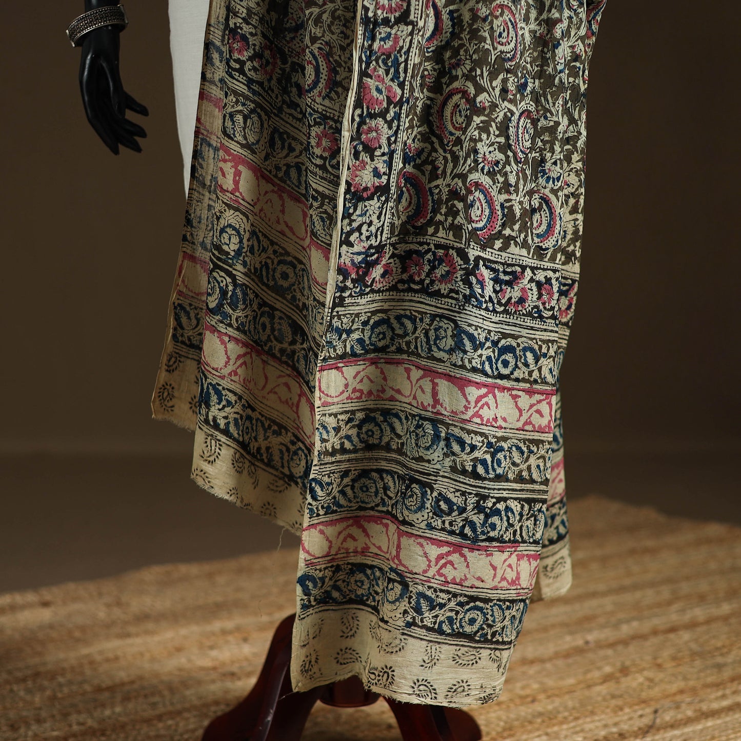 Kalamkari Hand Block Print Natural Dyed Cotton Dupatta 81