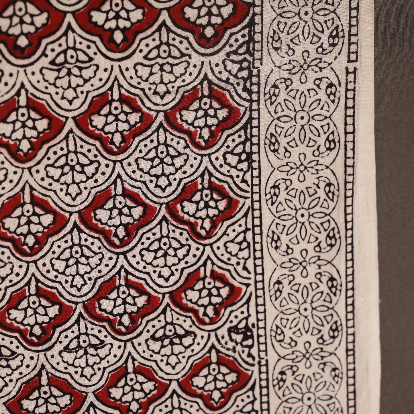 Red Bagh Hand Block Print Natural Dyed Cotton Fabric