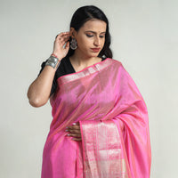 Original Mangalagiri Silk Cotton Zari Stripe Handloom Saree with Zari Border