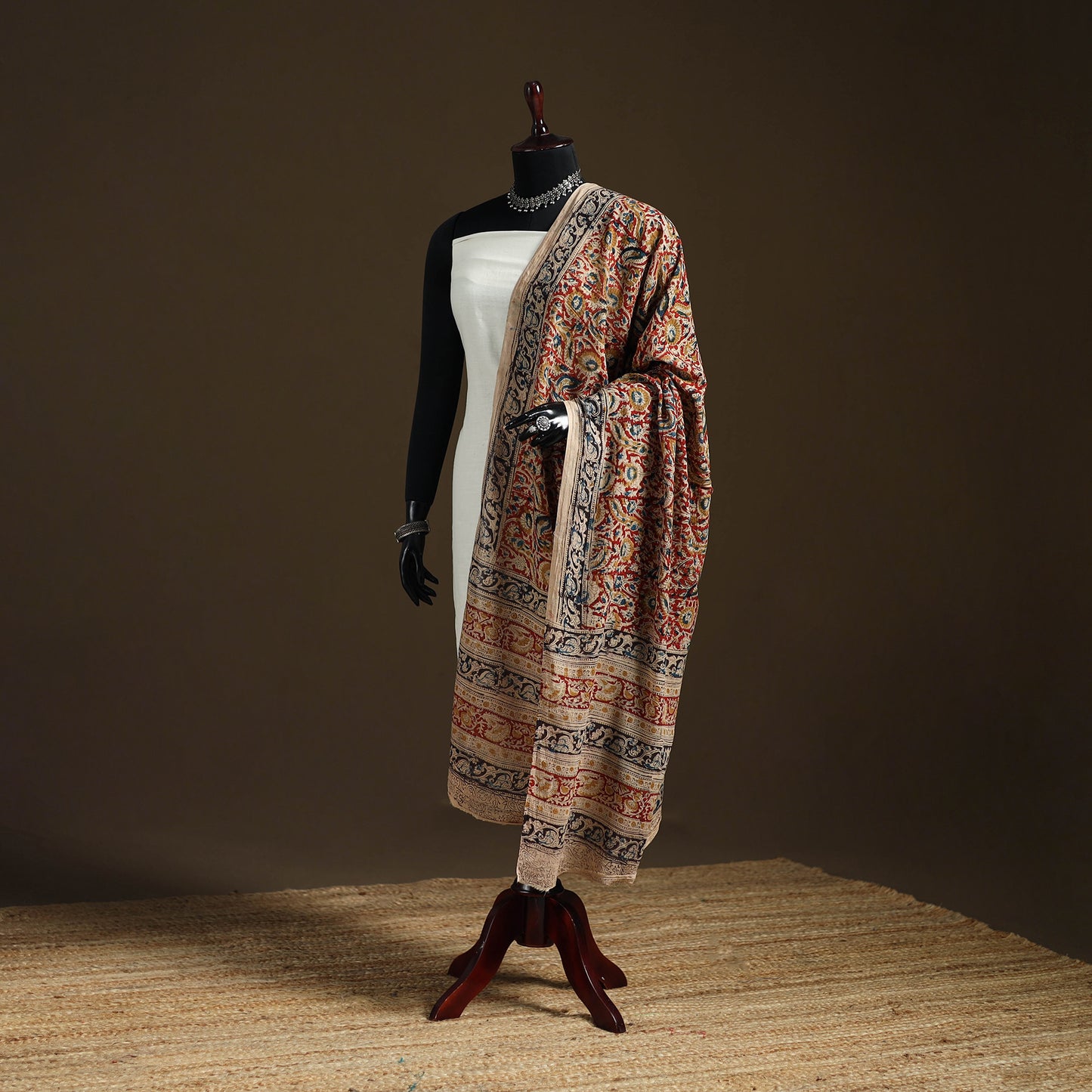 Kalamkari Hand Block Print Natural Dyed Cotton Dupatta 82