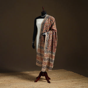 Red - Kalamkari Hand Block Print Natural Dyed Cotton Dupatta 82
