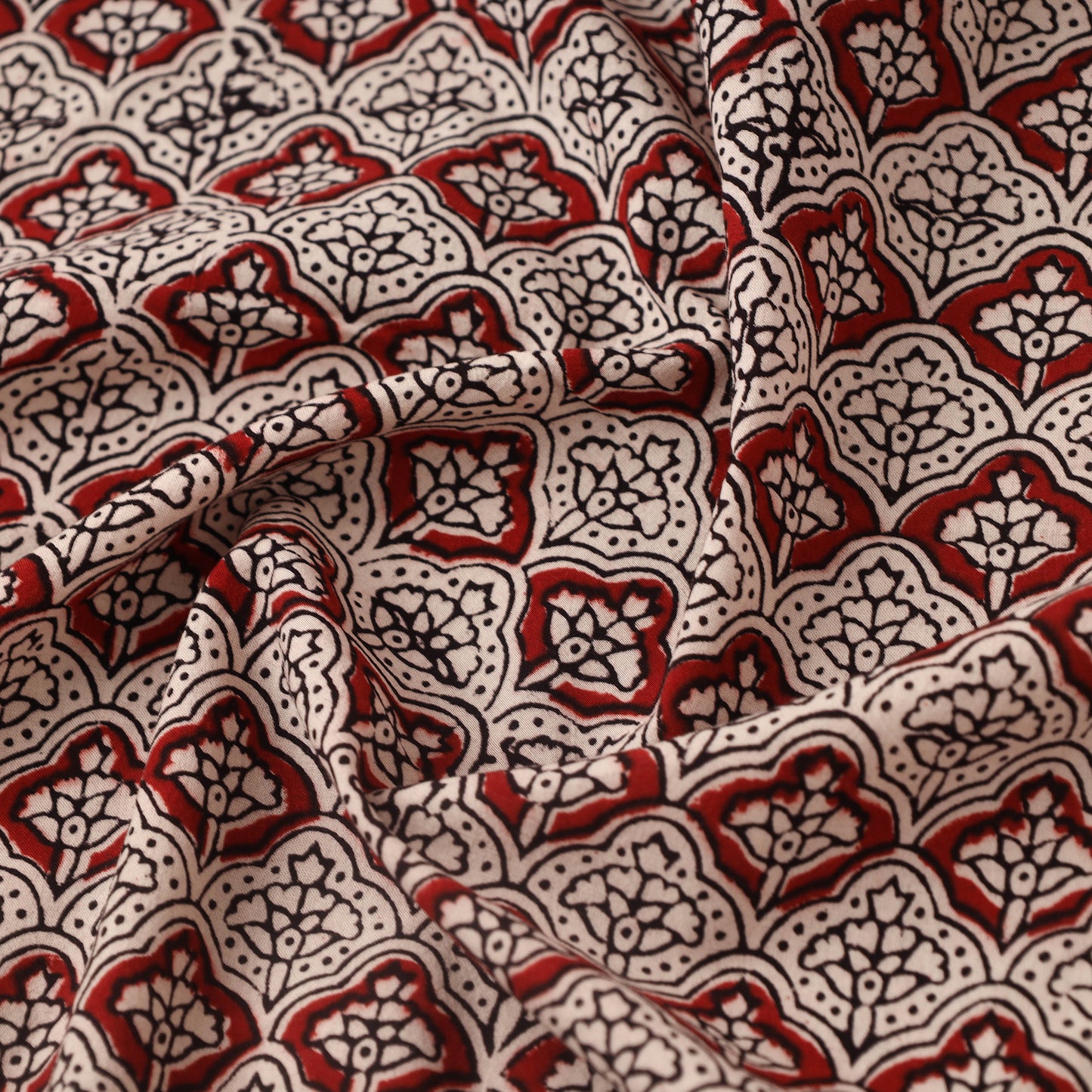 Red Bagh Hand Block Print Natural Dyed Cotton Fabric