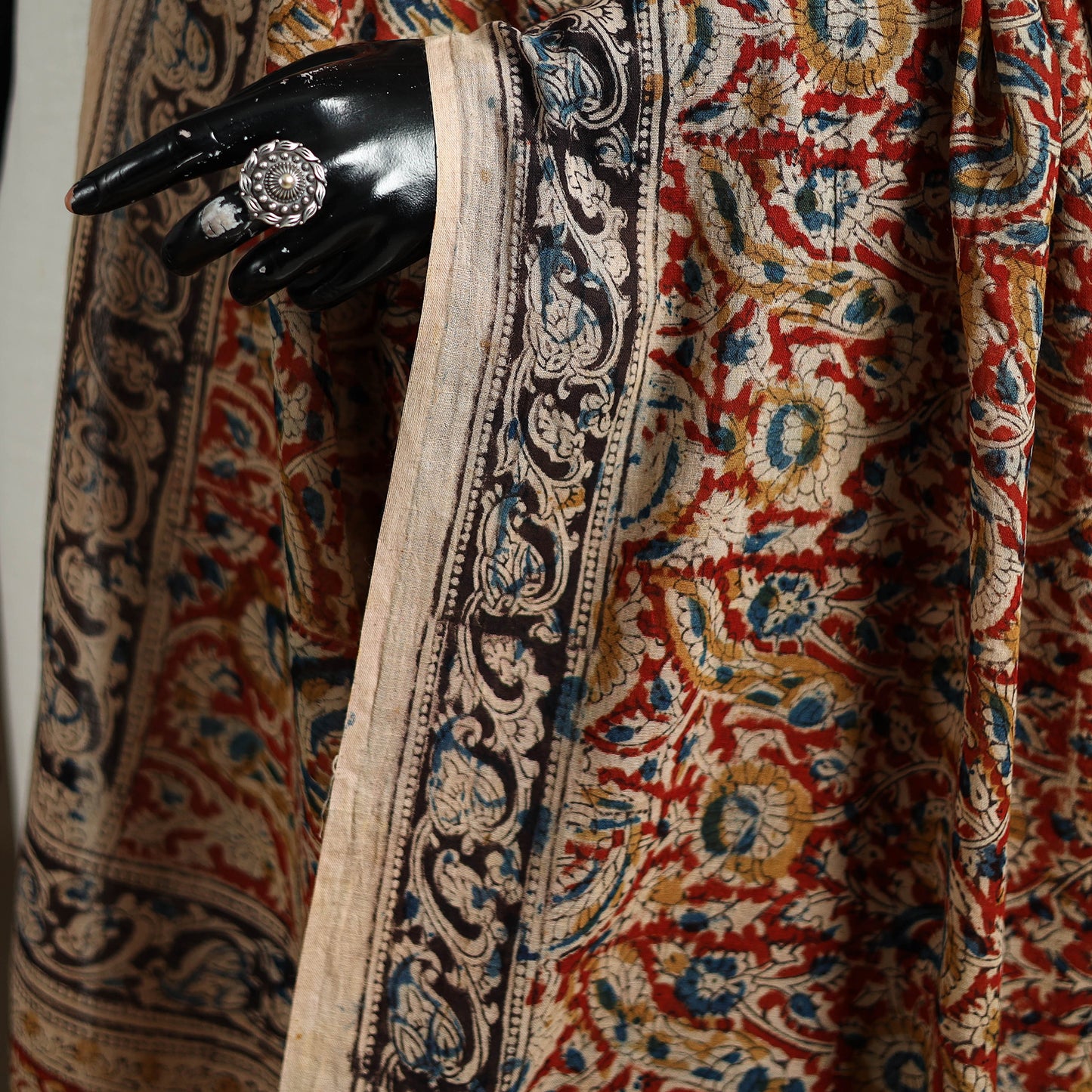Kalamkari Hand Block Print Natural Dyed Cotton Dupatta 82