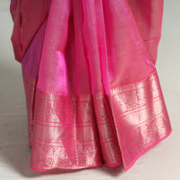 Original Mangalagiri Silk Cotton Zari Stripe Handloom Saree with Zari Border