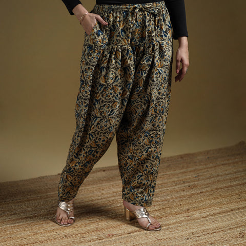 Multicolor - Pedana Kalamkari Hand Block Print Natural Dyed Cotton Salwar 11