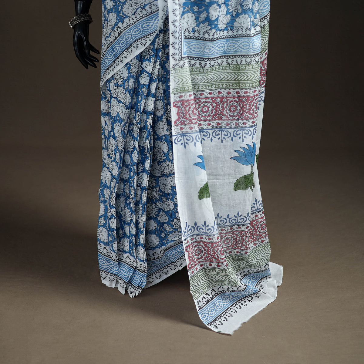 Sanganeri Hand Block Print Pure Mul Cotton Ready To Wear Saree 60