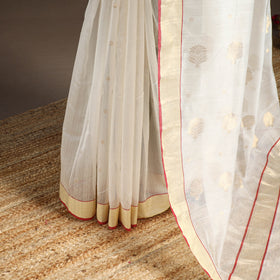 White - Handloom Zari Work Chanderi Silk Saree 24