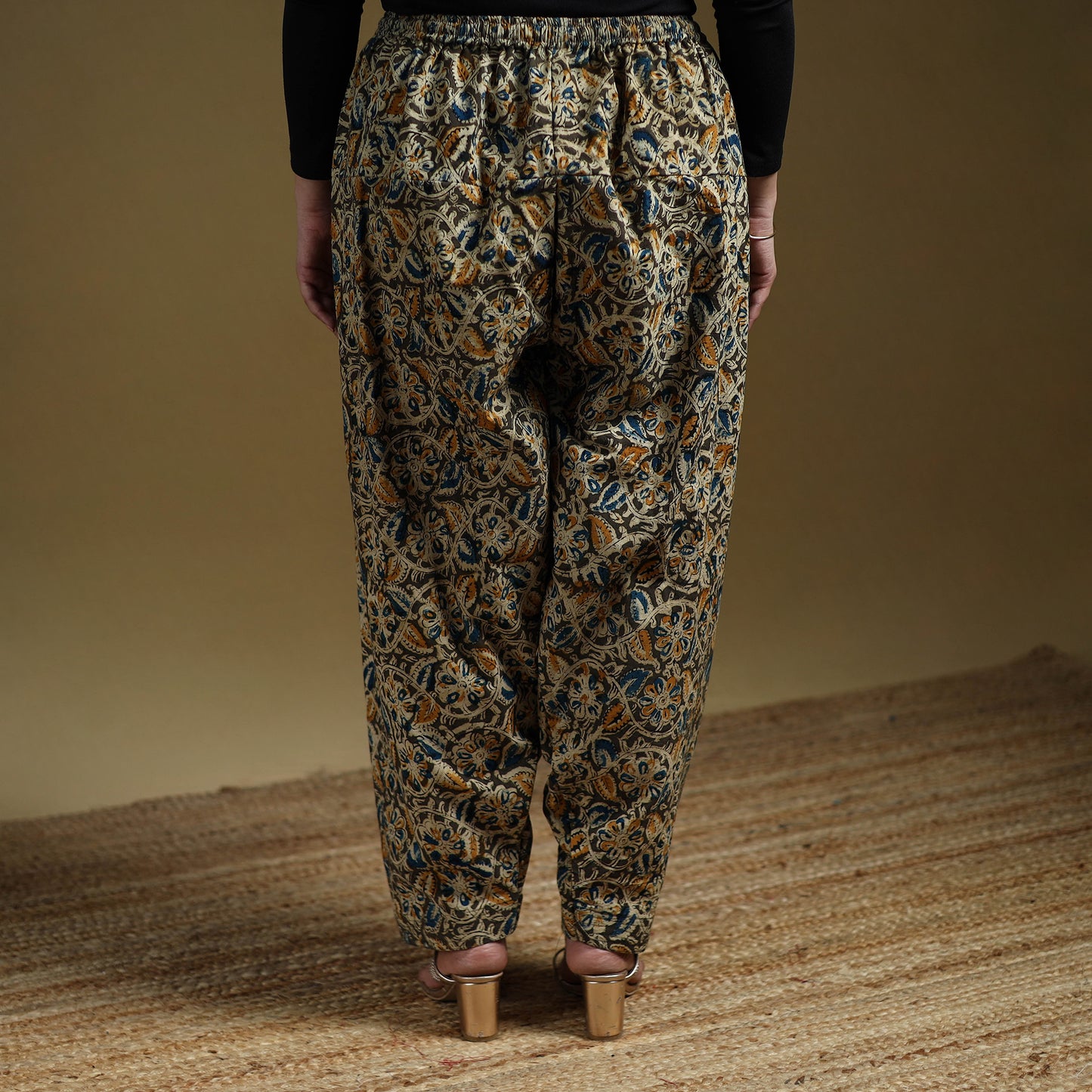 Multicolor - Pedana Kalamkari Hand Block Print Natural Dyed Cotton Salwar 11
