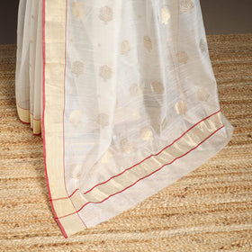 White - Handloom Zari Work Chanderi Silk Saree 24