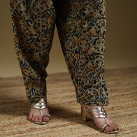 Multicolor - Pedana Kalamkari Hand Block Print Natural Dyed Cotton Salwar 11
