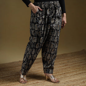 Black - Pedana Kalamkari Hand Block Print Natural Dyed Cotton Salwar 14