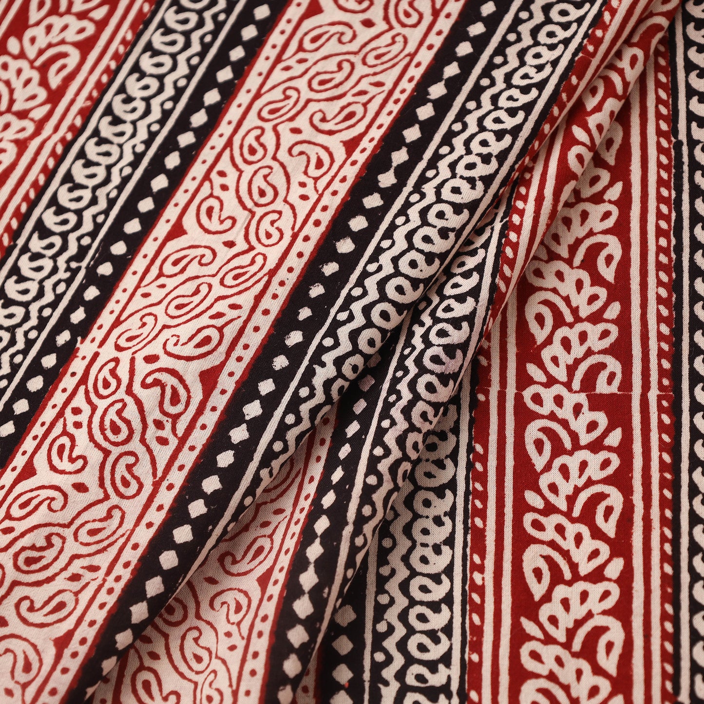 Red Bagh Hand Block Print Natural Dyed Cotton Fabric