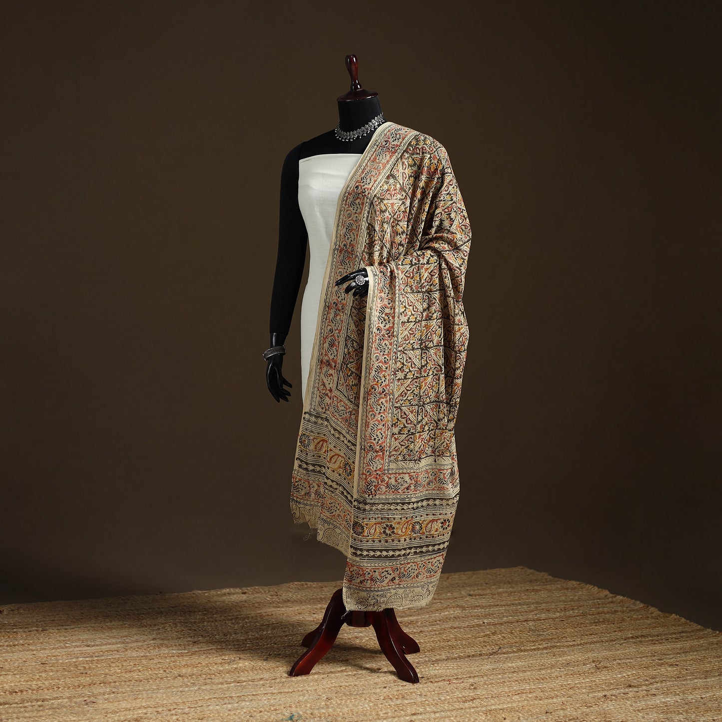 Kalamkari Hand Block Print Natural Dyed Cotton Dupatta 84