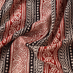 Red Bagh Hand Block Print Natural Dyed Cotton Fabric