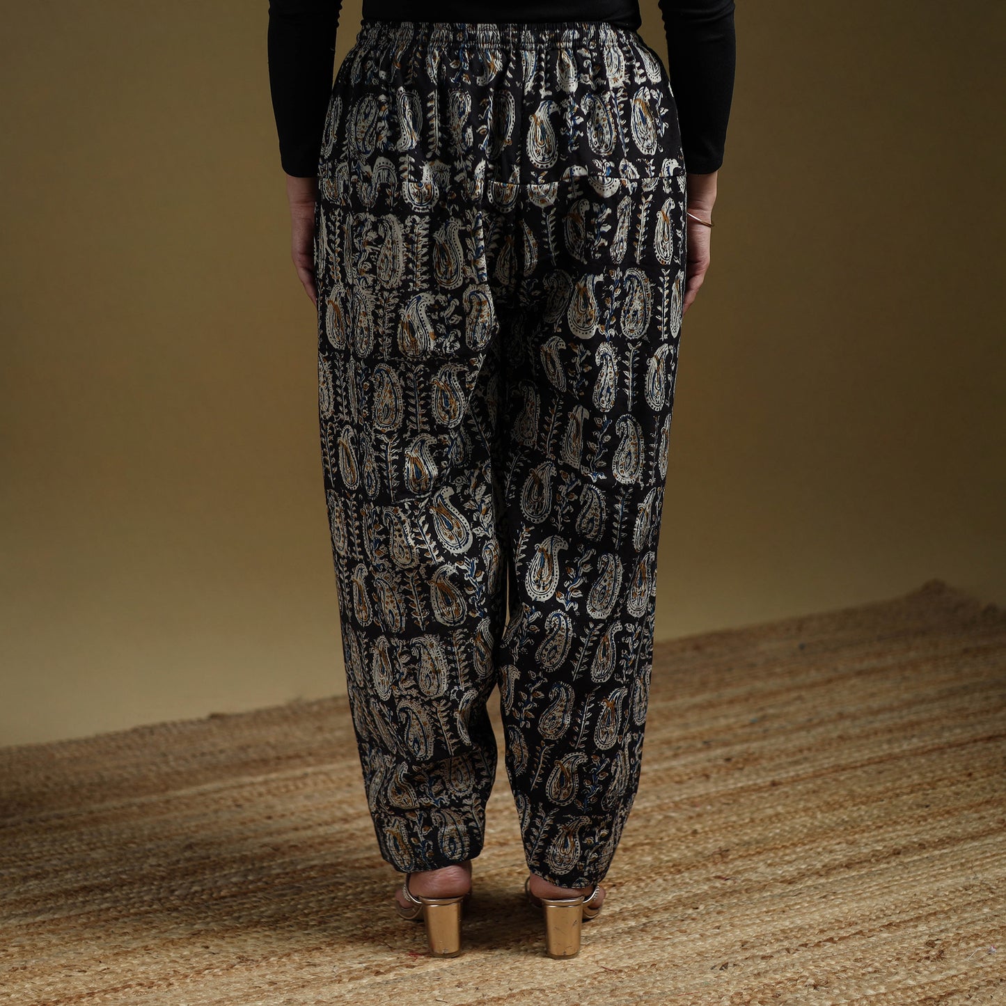 Black - Pedana Kalamkari Hand Block Print Natural Dyed Cotton Salwar 14