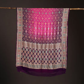 Kutch Bandhani Fine Georgette Banarasi Neem Zari Jaal Saree 13