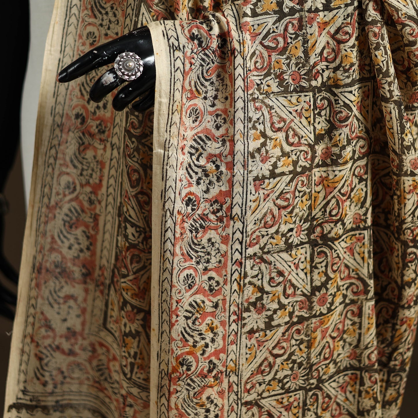 Kalamkari Hand Block Print Natural Dyed Cotton Dupatta 84