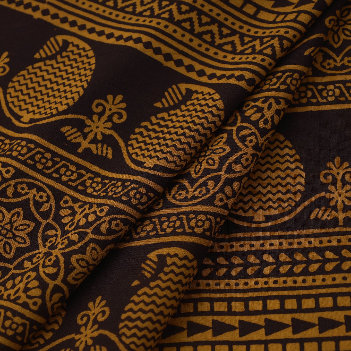 Brown Bagh Hand Block Print Natural Dyed Cotton Fabric