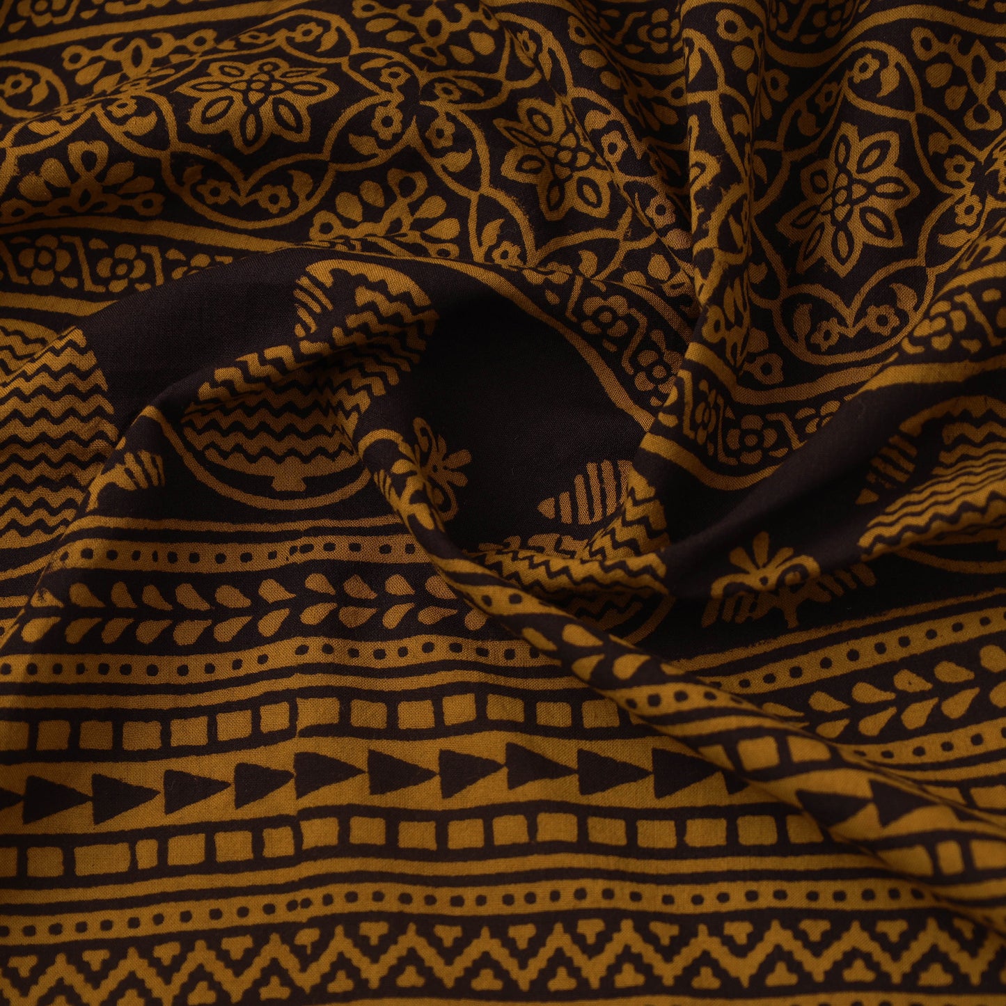 Brown Bagh Hand Block Print Natural Dyed Cotton Fabric