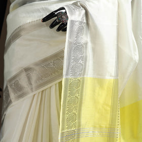 White - Pure Handwoven Mangalagiri Silk Cotton Pattu Saree with Zari Border 28