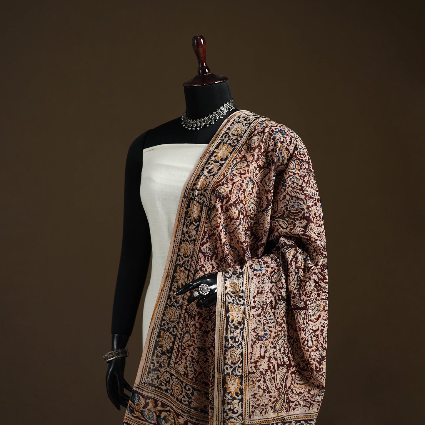 Kalamkari Hand Block Print Natural Dyed Cotton Dupatta 85