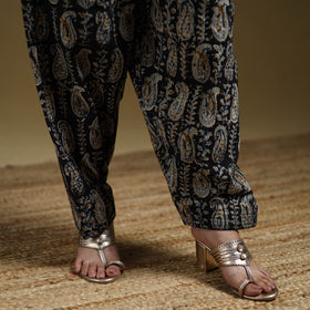 Black - Pedana Kalamkari Hand Block Print Natural Dyed Cotton Salwar 14