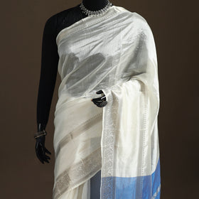 White - Pure Handwoven Mangalagiri Silk Cotton Pattu Saree with Zari Border 29