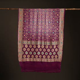 Kutch Bandhani Fine Georgette Banarasi Neem Zari Jaal Saree 07