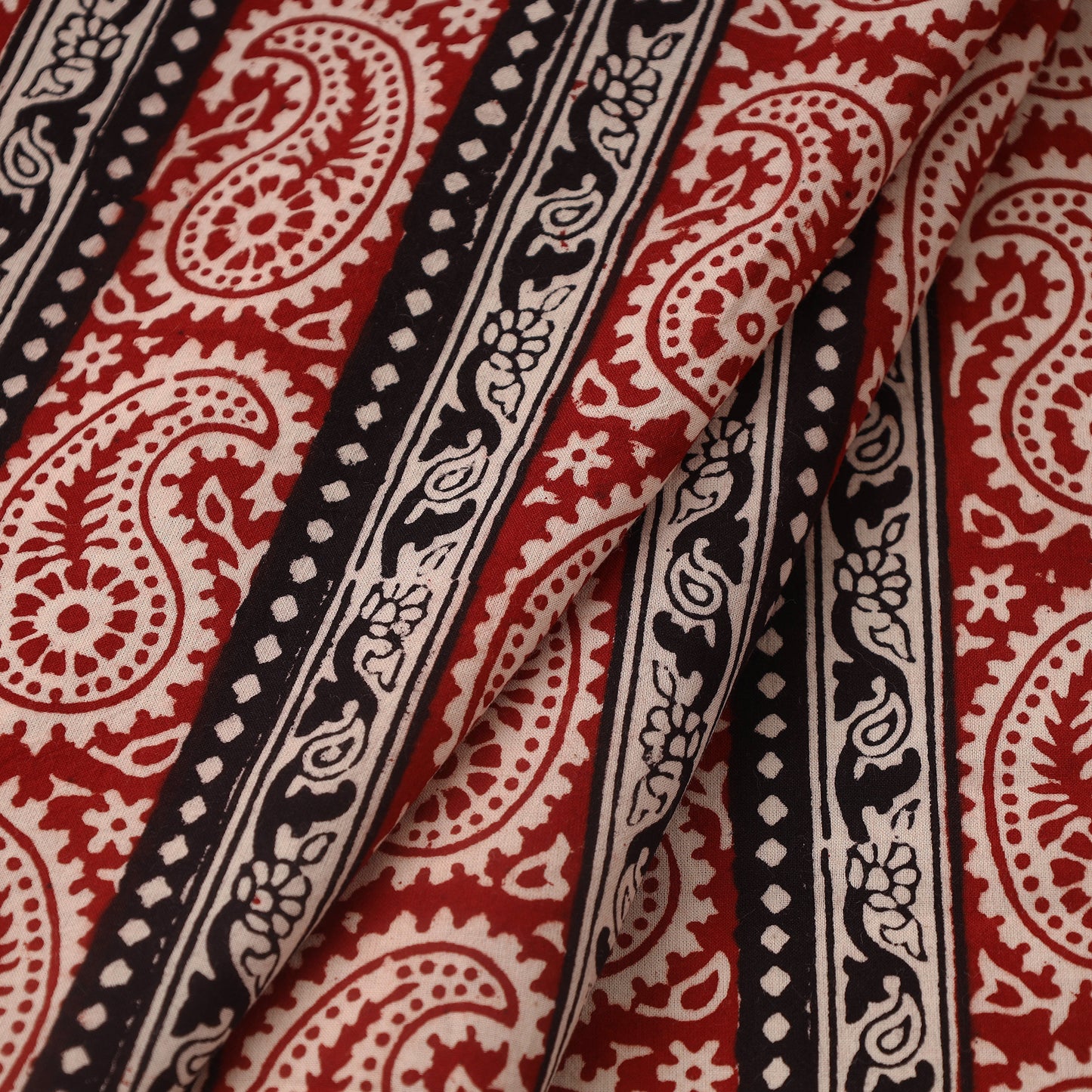Red Bagh Hand Block Print Natural Dyed Cotton Fabric
