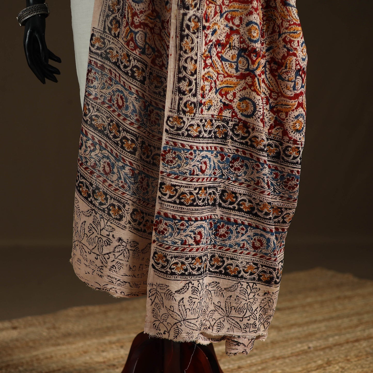 Kalamkari Hand Block Print Natural Dyed Cotton Dupatta 86