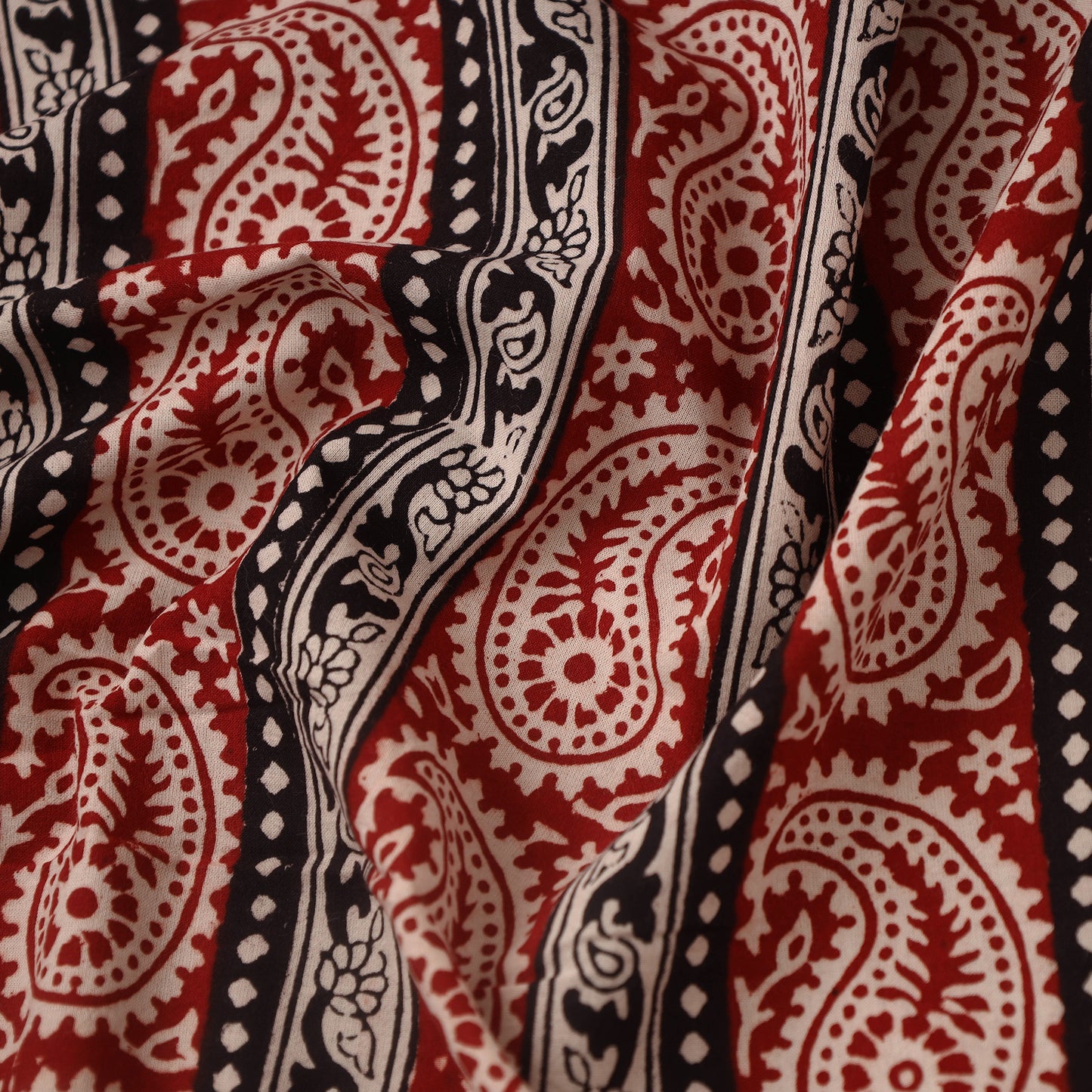 Red Bagh Hand Block Print Natural Dyed Cotton Fabric