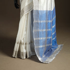 White - Pure Handwoven Mangalagiri Silk Cotton Pattu Saree with Zari Border 29