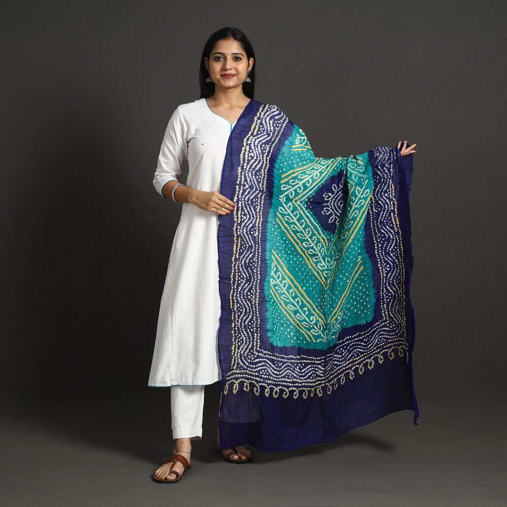 Blue - Kutch Tie-Dye Cotton Bandhani Dupatta 04