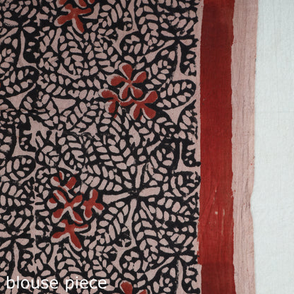 Maroon - Bindaas Art Block Printed Natural Dyed Cotton Saree 24