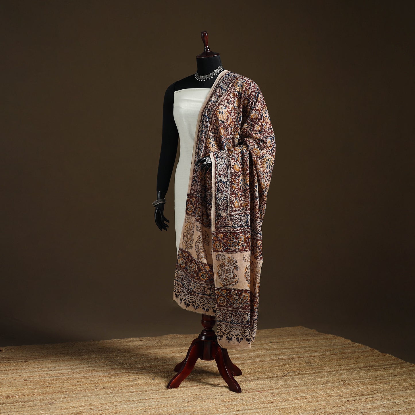 Kalamkari Hand Block Print Natural Dyed Cotton Dupatta 87