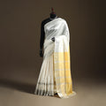 White - Pure Handwoven Mangalagiri Silk Cotton Pattu Saree with Zari Border 30