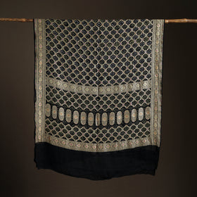 Kutch Bandhani Fine Georgette Banarasi Neem Zari Jaal Saree 05